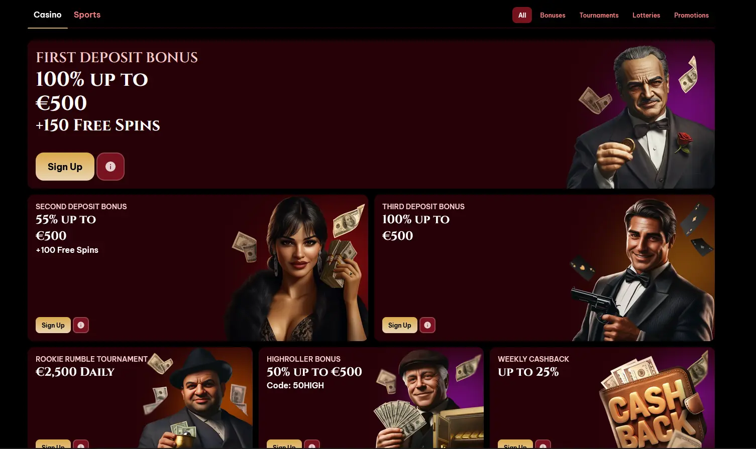 Uvítací bonus a promo akce Spinogambino Casino v pokladně