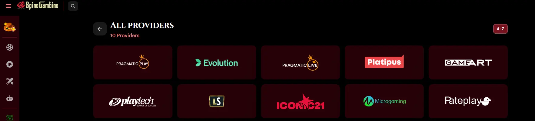Poskytovatelé her Spinogambino Casino – Pragmatic Play, Evolution, Playtech